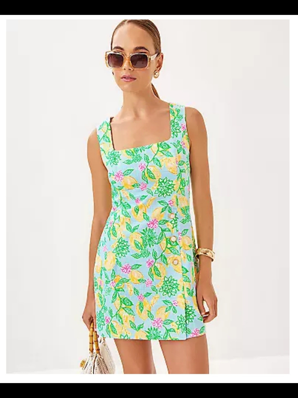 Lilly Pulitzer Lemon Print Shift Dress in Light Blue, Yellow, Green, Pink SZ 14